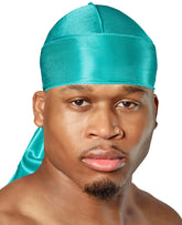 ShyneDurags Silky Durag - Light Blue | Perfect for Waves, Braids & Locs | Premium Silk Du Rags for Men & Women | Wide & Long Tail | Ultra-Soft & Wrinkle Free Satin | Black Owned Business